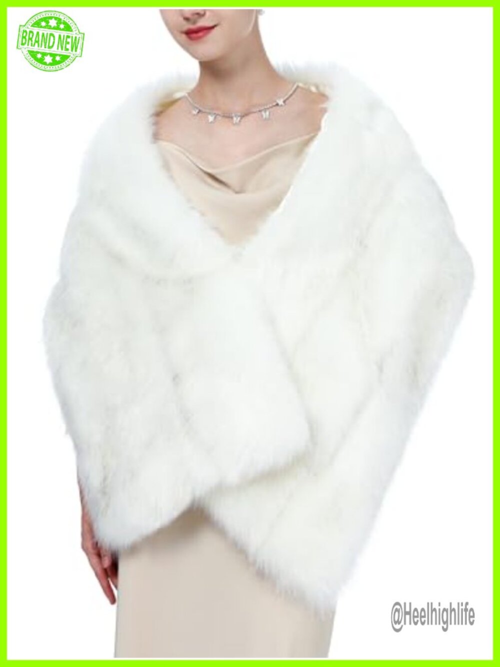 Faux Fur Wedding Shawl Cape Stole Bridal Wrap Cover Up Shrug